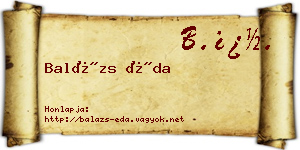 Balázs Éda névjegykártya